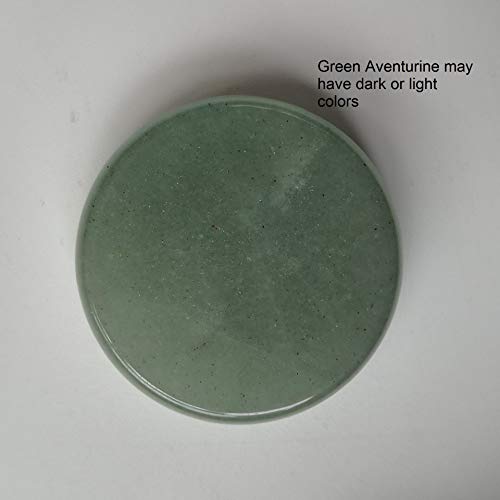 Flower of Life Engraved Natural Crystal Palm Stone | Sacred Geometry Pocket Stone for Meditation & Mindfulness | 35mm Polished Worry Stone, Green Aventurine