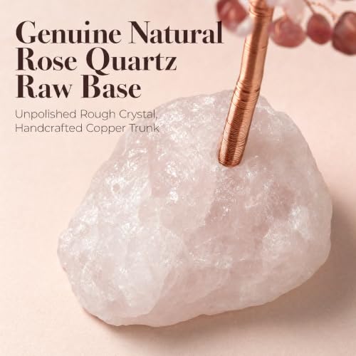 Natural 7 Chakra Crystal Money Tree with Raw Rose Quartz Base Multicolor