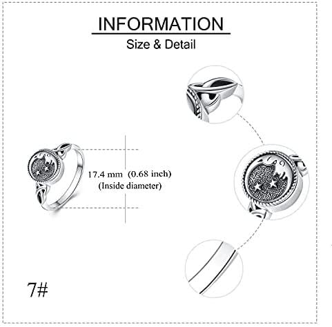 YAFEINI Moon and Star Urn Ring for Ashes Sterling Silver Memorial Keepsake Rings Cremation Jewelry for Women