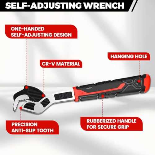 4 Pack Self Adjusting Pipe Wrench Set, 6" 8" 10" 12" Plumbers Wrench 6”+8”+10”+12”