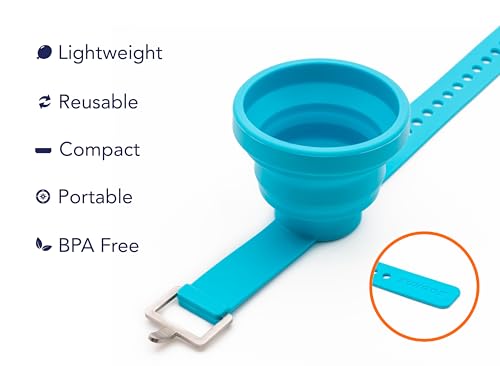 Collapsible and Portable Shot Ski Kit - 4-pack w/ carrying pack. Silicone cups with an adjustable strap that turn any object into a "shot ski"