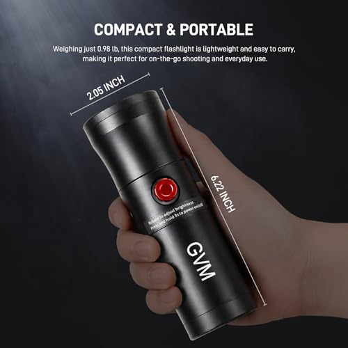 GVM PZ10C RGB Photography Flashlight, 12W Portable LED Video Spotlight, 4 Colors & 20 GOBO Effects, CRI95+, 7500mAh Battery, Handheld Camera Light for Photography, Filming & Studio, USB