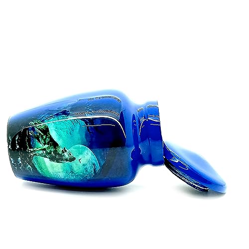 Keepsake Urn - Howling Wolf with Moon Keepsake Cremation Urn for Human Ashes - Blue Metal - 3 cu.in