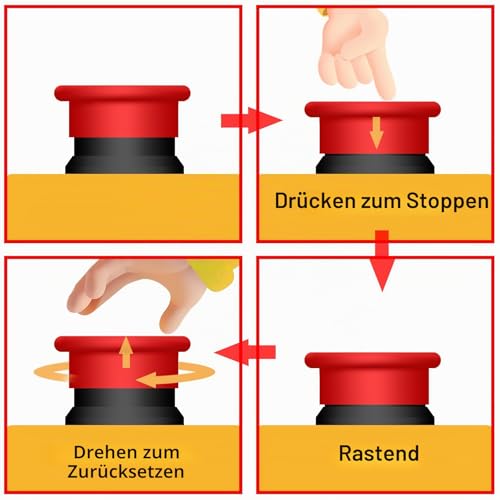 Heschen Red Sign 660V 10A 1NO 1NC Push Button Emergency Stop Switch with Box Twist Release IP65 Waterproof for Industrial Safety Control Drehentriegelung 1NO 1NC