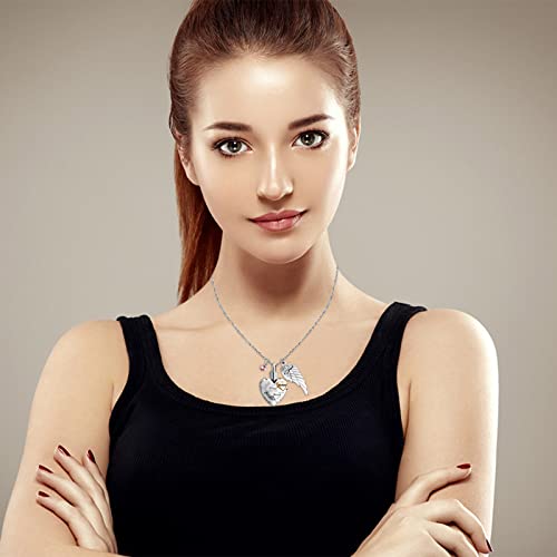 Dletay Heart Cremation Necklace for Ashes Cremation Jewelry with 12 Birthstones Urn Necklace for Ashes-Your Wings were Ready but My Heart was Not Husband