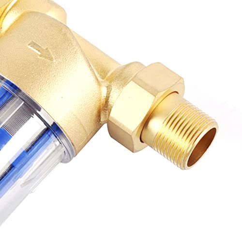 Flushable Fine Filter Reusable, 1 Inch Male Thread Spin Down Sediment Water Filter with 1/2 Inch 3/4 Inch Screw Connection, Water Pre-Filter Sediment Filter for Well Water Hose (3/4 Inch Male Thread) 3/4" Male Thread