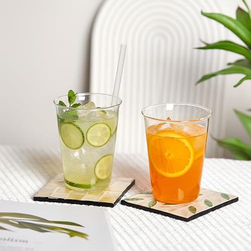 Set of 6 11.8 oz Clear Drinking Glass with Straws, 340 ml 11.8 Oz/ 340 ml