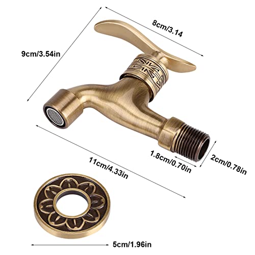 Garosa Traditional Brass Bathroom Faucet, Vintage Wall Mount Tap, Bronze Finish, G1/2 Thread