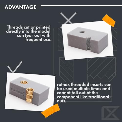 ruthex threaded M2/M3/M4/M5 assortment box (270 pieces) - brass threaded sockets - press-fit nut for plastic parts - by heat or ultrasound in 3D printer parts