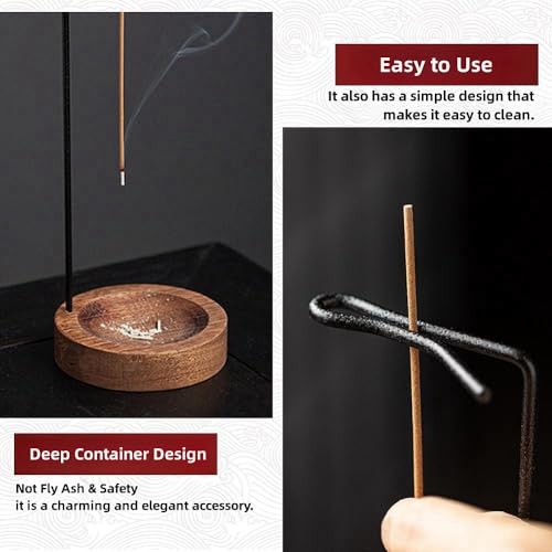 Wooden Incense Holders Upside Down Incense Holder for Sticks Ash Catcher Catching Room Censer Holder Tea Room Home Decoration for Yoga Meditation Incense Holder（no Glass Ash Catcher） 1Pc