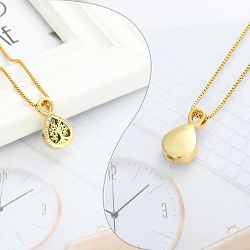 Abalone Shell Infinity Urn Necklaces for Ashes Tree of Life Cremation Memorial Ashes Pendant for Men Women Stainless Steel Loved One Cremation Jewellery Keepsakes Necklaces Gold