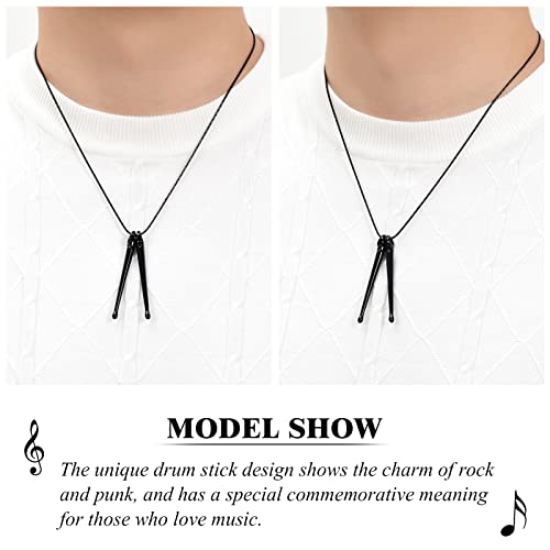 constantlife Drumsticks Cremation Memorial Jewelry for Ashes Stainless Steel Urn Pendant Necklace Rock Drummer Music Keepsake Gift Black