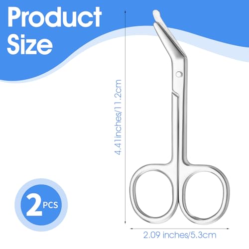 Set of 2 Premium Surgical Scissors Colostomy Urothrostomy Silver | Made of stainless steel, stoma care, suitable for doctors, veterinarians, nursing home