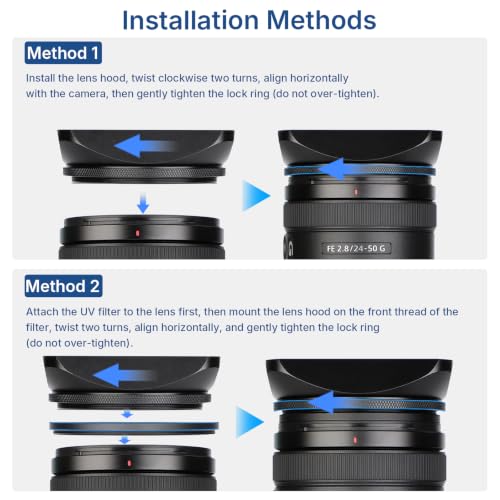 Haoge 72mm Square Metal Screw-in Mount Lens Hood Shade with Cap for 72mm Canon Nikon Sony Leica Leitz Carl Zeiss Voigtlander Nikkor Panasonic Fujifilm Olympus Lens and Other 72mm Filter Thread Lens