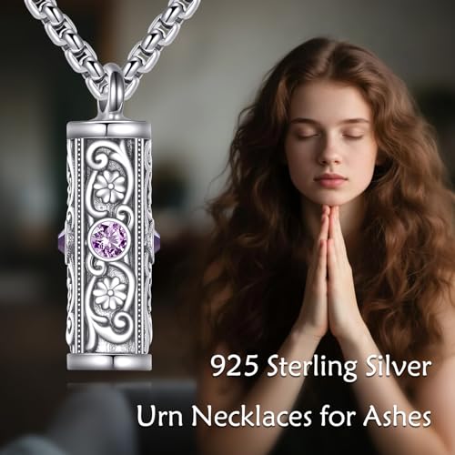 Urn Necklace for Ashes Sterling Silver for Women Men Cremation Jewelry Keepsake Loved One Memorial Jewelry