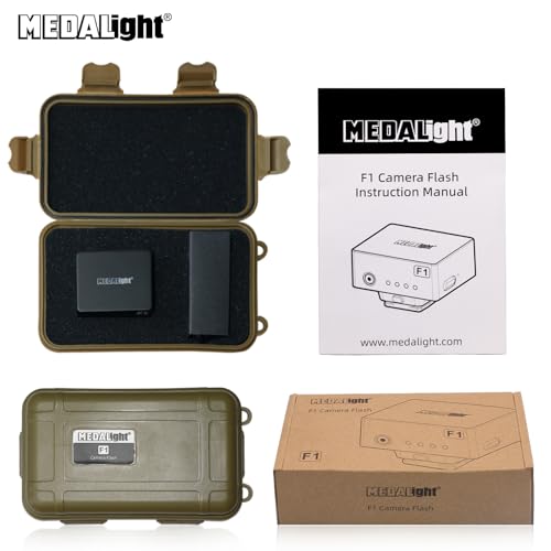 MEDALight F1 Mini Camera Flash Camera Flash Speedlite for Ricoh (GR3/GR3X,etc.) Nikon/Canon/Fuji,Digital Film Cameras,Mini hot Shoe Flash for DSLR Camera（Not Compatible for Sony ZV-1F. Black
