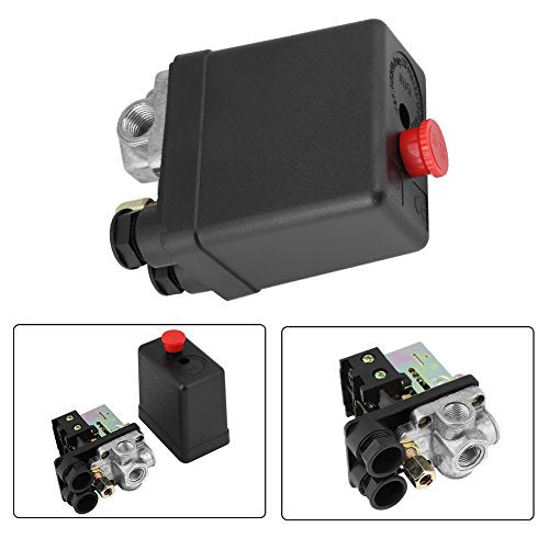 Air Compressor Pressure Switch Control, Heavy Duty 240V 16A Four Port Central Pneumatic Air Compressor Pressure Switch Control Valve Replacement