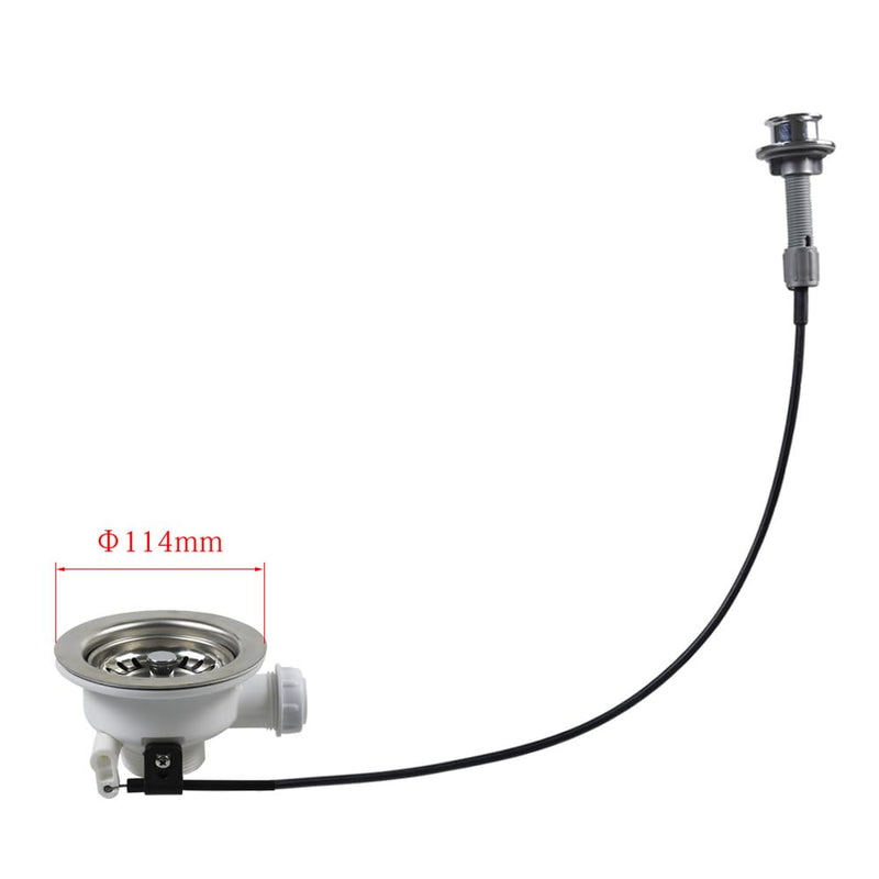 [Australia - AusPower] - Sarini Strainer Basket Eccentric Valve with Rope Rotary Drain Fitting Sink G1-1/2 Diameter 114 mm for Kitchen Sink and Dishwasher Drainage Solutions 