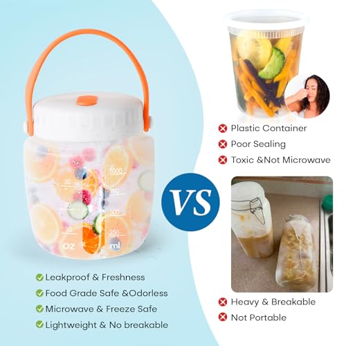 Airtight Silicone Food Storage Containers Set - Leakproof Food Canister Jars of 3 with Vent Lid,Handle for Outdoor,Safe Foldable Reusable,Salad Freezer Storage Container,Dishwash Micro Safe,White 3Pack(1500+1000+500）
