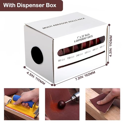 HL-YMXQ emery cloth roll dispenser with six grits of wet sanding paper for metal, automotive, furniture, and wood work