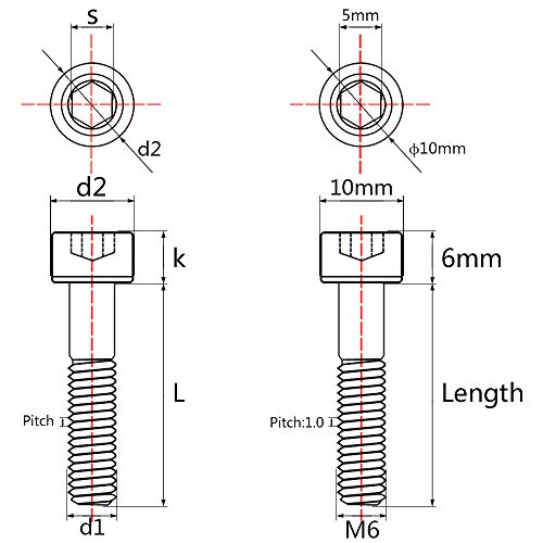 Wanyifa titanium M6x60mm socket head bolt with Allen hex drive, normal titanium finish