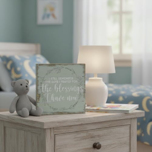 Simply Said, INC I Still Remember the Days I Prayed Wood Sign, 6" x 6" Cedar Slotted Board, Gratitude Inspirational Decor for Shelf Tabletop Wall, Rustic Farmhouse Home, Office Decor, Faith Gifts ,Made in USA Blessings Have Green