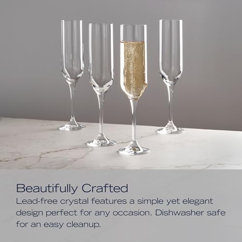 Mikasa Upton Lead-Free Champagne Flute Glasses, Set of 4, 8 Ounce