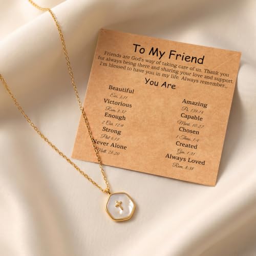 NZKNP Christian Gifts for Women Friend Sister, Friendship Cross Necklace Gold - Friend
