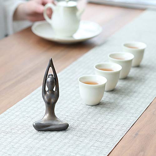 OwMell Lot of 4 Meditation Yoga Pose Statue Figurine Ceramic Yoga Figures Patina Gold