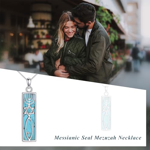 Turquoise Phoenix/Gecko Lizard/Dragonfly/Butterfly Messianic Seal Mezuzah Necklace Sterling Silver Turquoise Pendant Necklace Animal Jewellery Gifts for Women Men