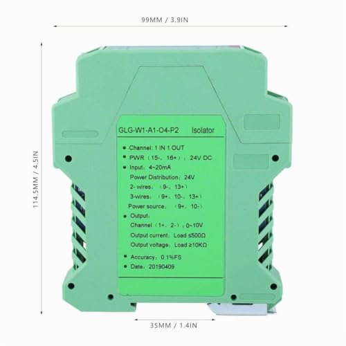 Akozon Current Signal Isolator Transmitter 4-20mA PLC Detection Signal Conditioner DC 24V (1 in 1 Out, 4-20mA to 0-10V)