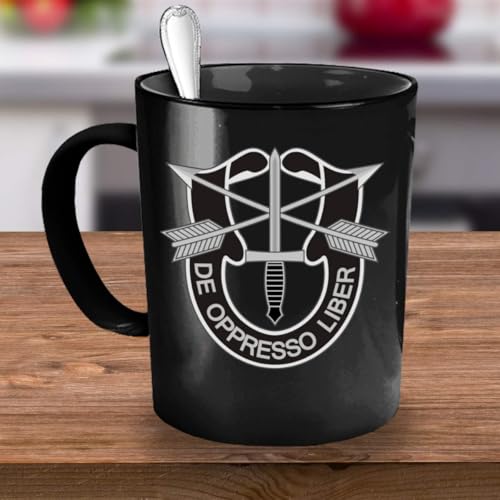 U.S. Army Special Forces Coffee Mug - De Oppresso Liber (Black, 15oz) Black 15.0 ounces