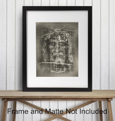 Jesus Wall Decor LARGE - 11x14 Jesus Christ Shroud of Turin Poster - Catholic Gifts - Christian Wall Decor - Religious Art - Priest Ordained Minister - Living Bedroom Home Decoration - spiritual Gift 11"L x 14"W Unframed