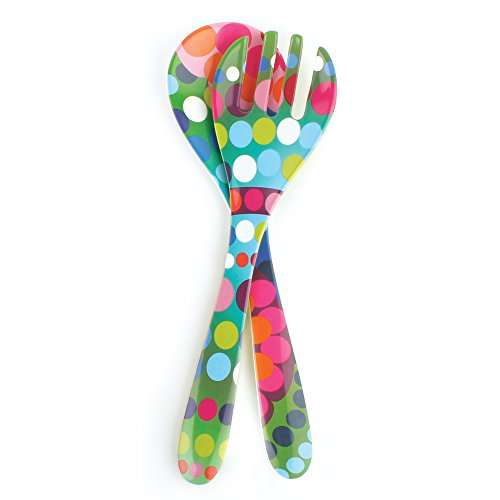 French Bull 13-inch melamine salad servers set with two utensils, ideal for outdoor parties and casual dining.