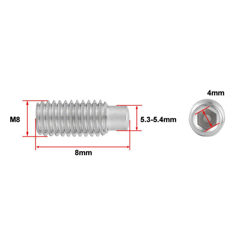 [Australia - AusPower] - Junter 20pcs M8 x 8mm A2 Stainless Steel Hexagon Socket Set Screws with Dog Point Standard Coarse Thread Metric DIN915 