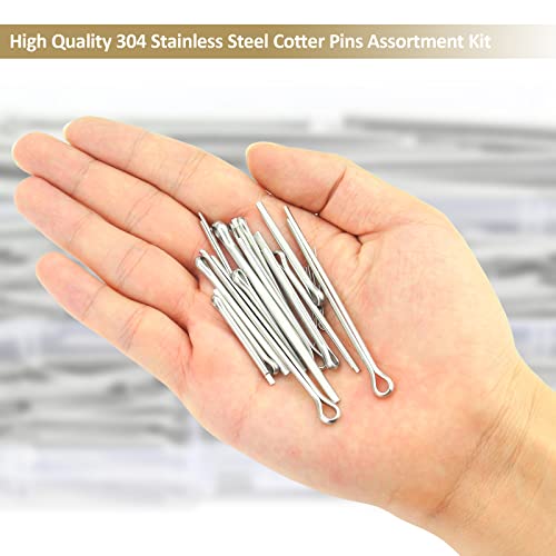 Kindroufly 360-piece 304 stainless steel cotter pins assortment kit in 6 sizes