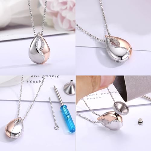 Sariel Dual Urn Pendant Necklace 925 Sterling Silver Teardrop