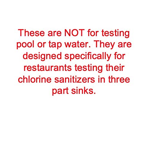 Three Pack Restaurant Sanitizer Chlorine Test Paper, 10-200 ppm [3 Vials of 100 Paper Strips] 300