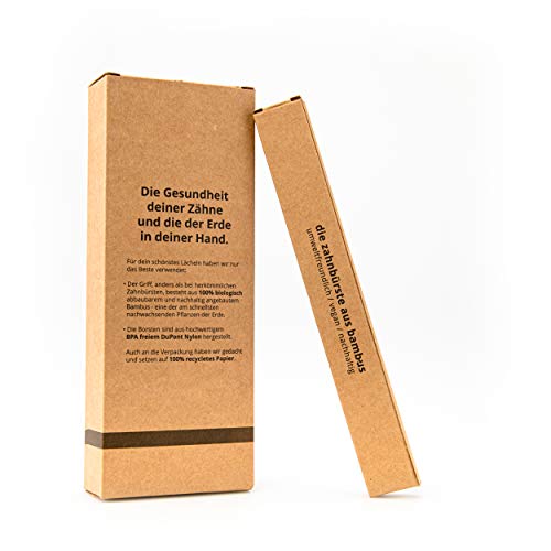 Bamboo Toothbrushes - Sustainable - Biodegradable - Pack of 6 - Vegan - Hard