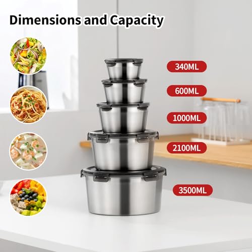 316L Stainless Steel Food Storage Containers with Lids (4Pcs) MCFT4809