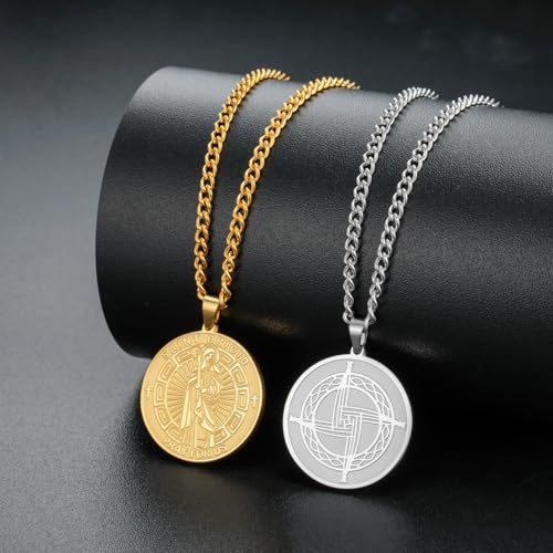 TEAMER Saint Brigid Necklace Traditional Irish Celtic St Brigid Cross Pendant Necklace Amulet Irish Talisman Jewelry For Women Men Gold