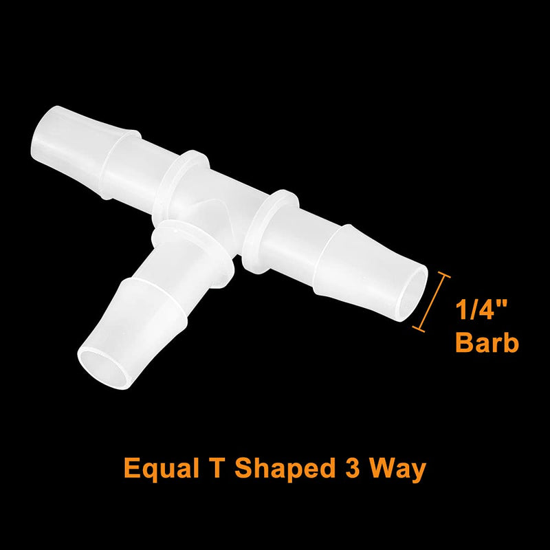 [Australia - AusPower] - Feelers 1/4" Plastic Hose Barb T Shaped Tee Type Fitting Equal Barbed 3 Way Joint Splicer Mender Union Adapter for Air Line Tube Hose (Pack of 10) 10pcs-T Shaped 
