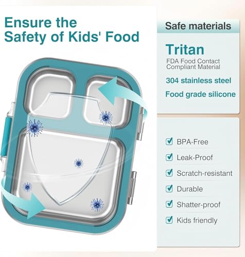 HOMEKOL Stainless Steel Bento Lunch Box, Blue, 3.3Cups 27oz (800ml)