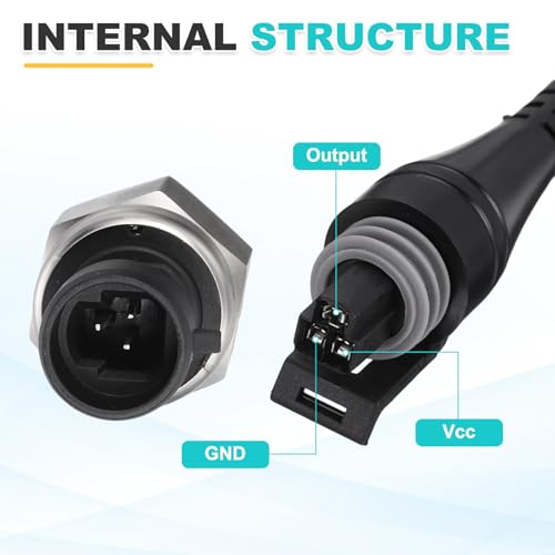 sourcing map Pressure Transducer Sender Sensor with Connector, 1/8" NPT 100 PSI Stainless Steel Pressure Transmitter for Oil Fuel Water Air