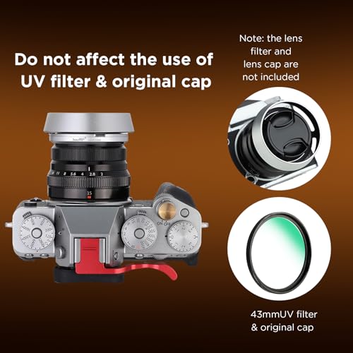 Haoge LH-FJ35S Bayonet Round Metal Lens Hood for Fujifilm Fuji Fujinon XF 35mm F2 R WR XF35mmF2, XF 23mm F2 R WR XF23mmF2 and XC 35mm F2 XC35mmF2 Lens Replace LH-XF35-2 Silver