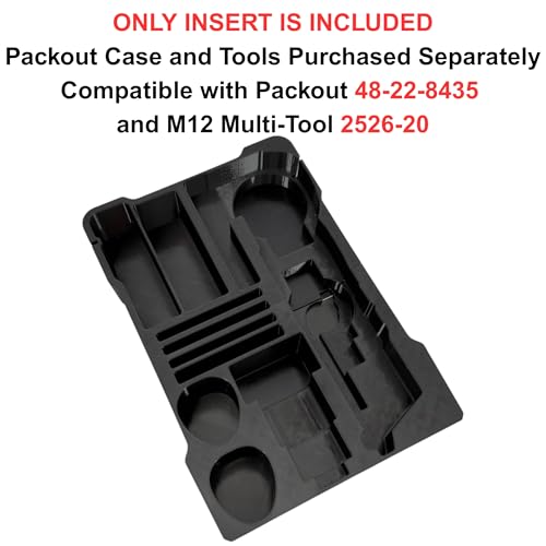 Generic tool tray insert for Milwaukee M12 oscillating multi tool, Packout organizer, battery, saw blade, and accessory storage