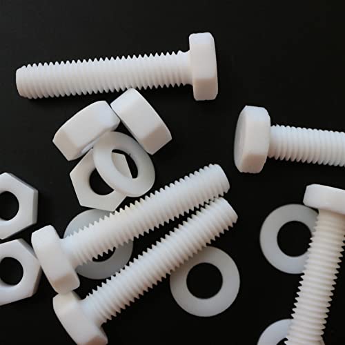 Caterpillar Red PTFE hex head M8 x 40mm plastic bolts, nuts and washers set