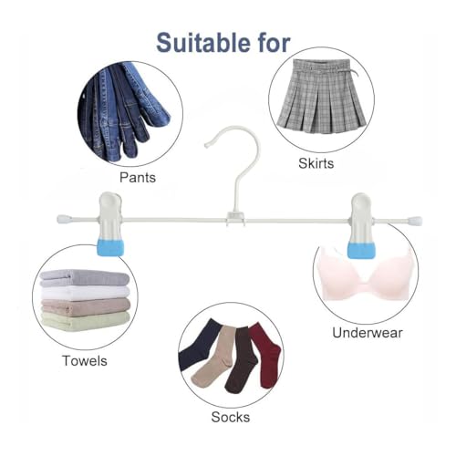 Metal Wire Clips Pants Baby Children Bottom Trouser Clothes Hangers, 20 Pack Baby Toddler Infant Newborn Kids Heavy Duty with Adjustable Clips, 11.8" Space Saving for Legging Garment Jeans (Blue) Blue