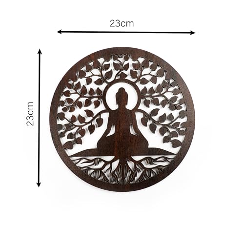 Tarini Gallery Wooden MDF Buddha Under Tree Wall Decor Meditative Spiritual Wall Hanging for Living Room Pooja Room Home Temple Decoration and Gifting (Budha under Tree) Budha under Tree