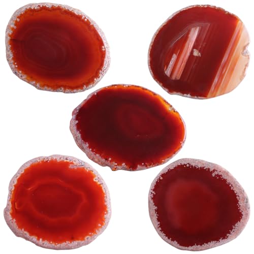 2Pcs Brown Agate Slice Coasters Geode Slab for Home Decor #5-brown